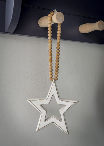 Beaded Hanging Wooden Star