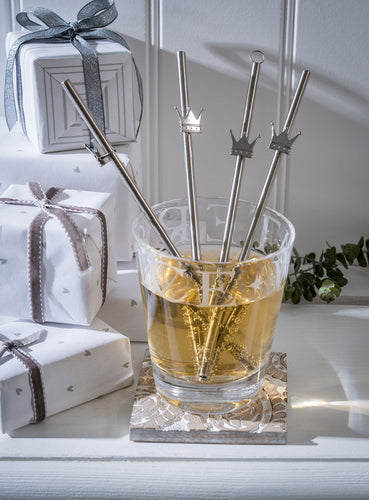 Stainless Steel Crown Straws - Set Of 4