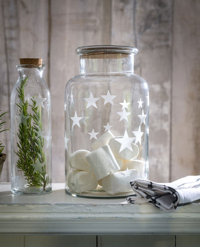 Large Wide Neck Glass Jar With Stars
