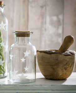 Small Wide Neck Glass Jar With Stars