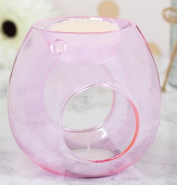 Pink Lustre Glass Wax And Oil Warmer