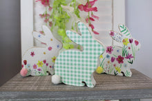 Load image into Gallery viewer, Bunny Gingham Wooden Block