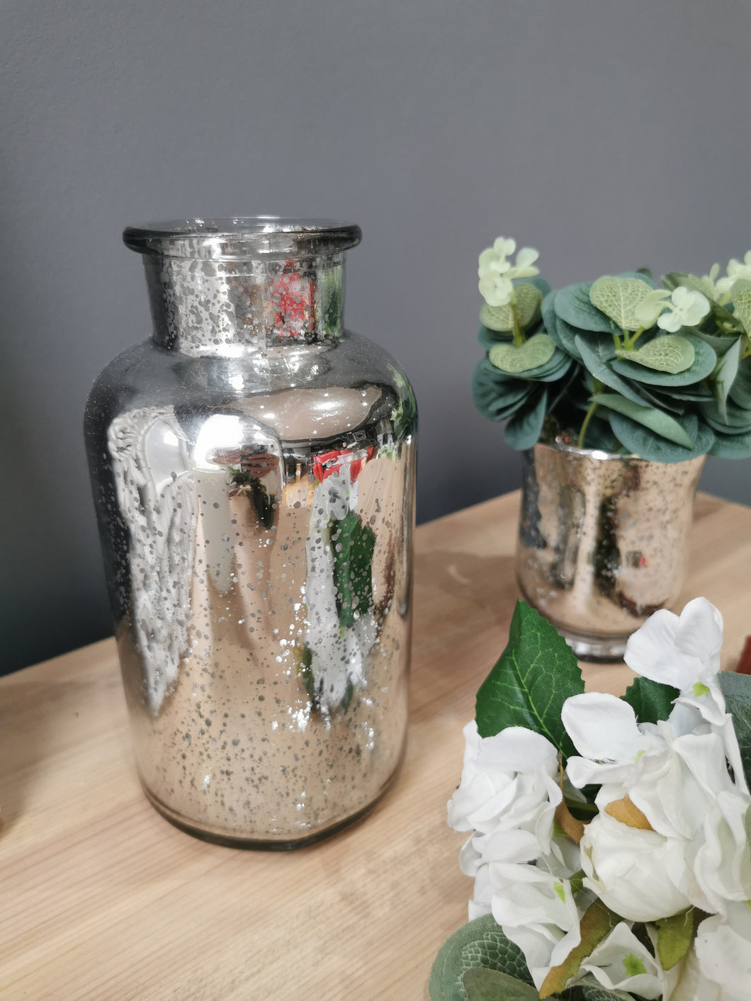 Silver Spatter Glass Vase