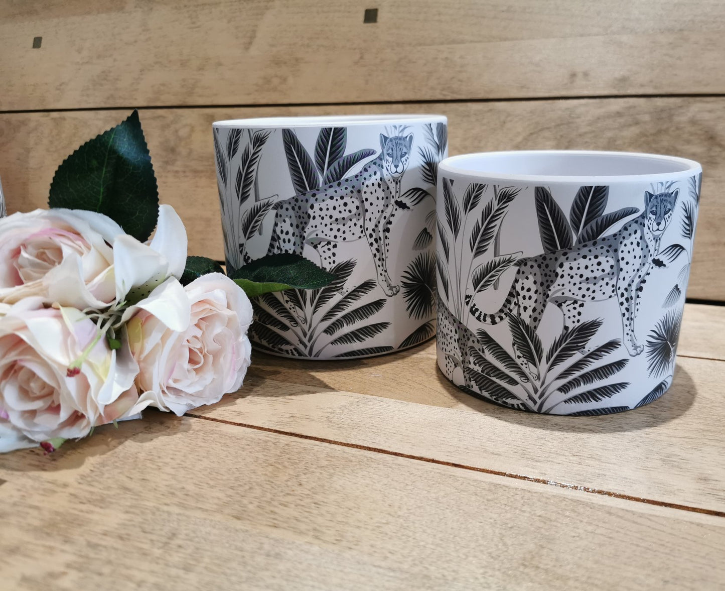 Monochrome Cheetah Pots - Two Sizes