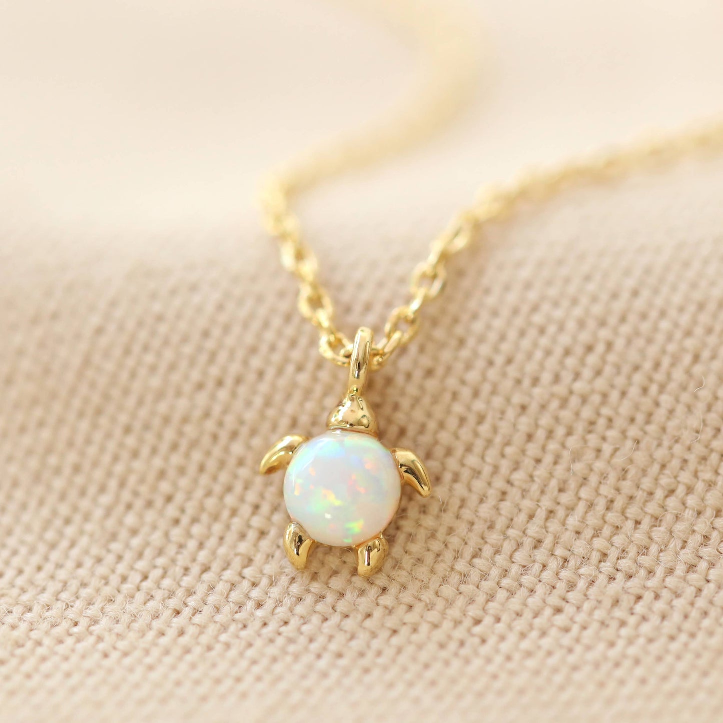 Opal Turtle Necklace In Gold