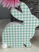 Load image into Gallery viewer, Bunny Gingham Wooden Block