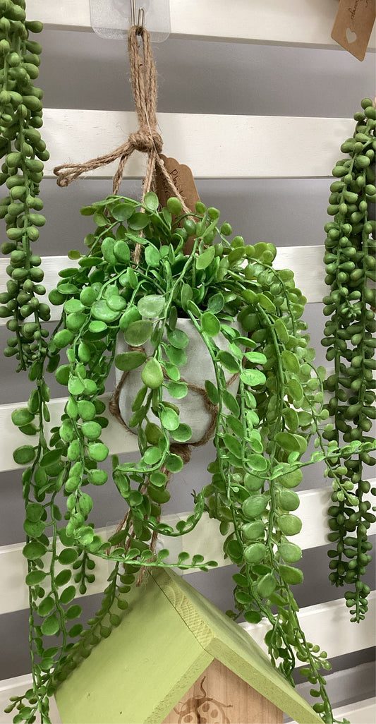 Artificial Hanging Plant In Macrame Hanger