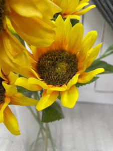 Sunflower Arrangement In Large Glass Cylinder Vase