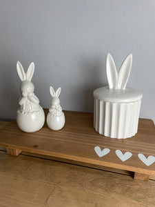 White Ceramic Rabbit In Egg Cup - Two Sizes