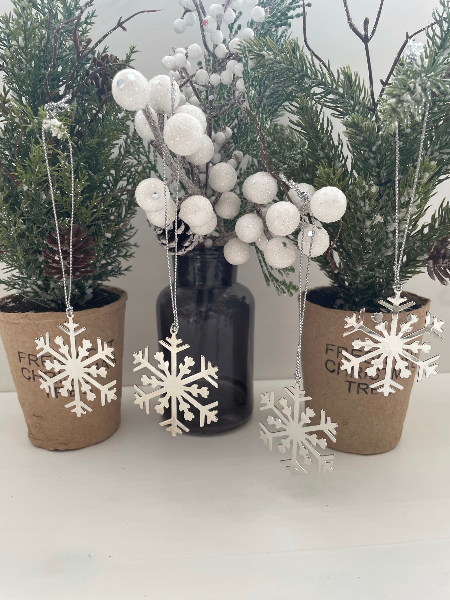 Set Of Four Snowflake Decorations - Three Options Available