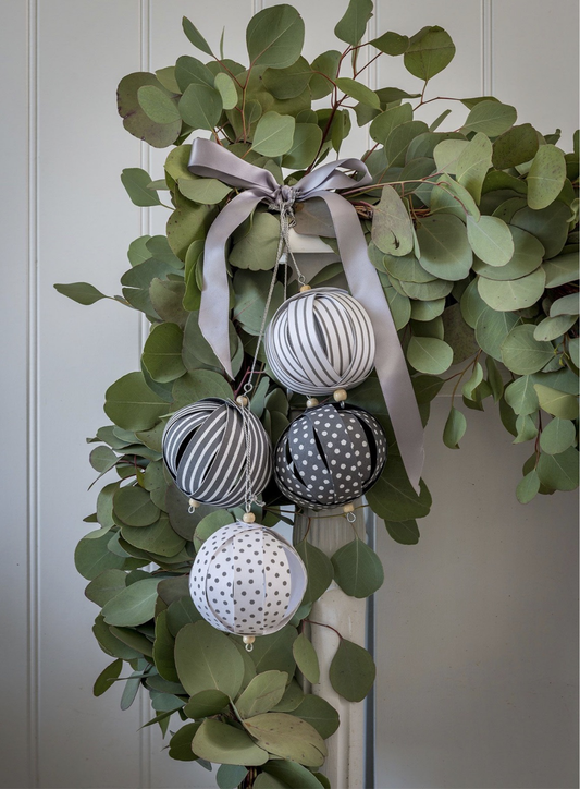 Grey And White Paper Baubles - Set Of Four