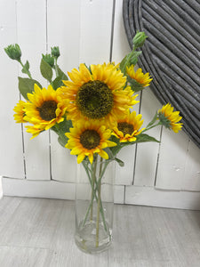 Sunflower Arrangement In Large Glass Cylinder Vase
