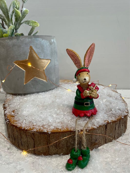 Sitting Rabbit In Elf Costume