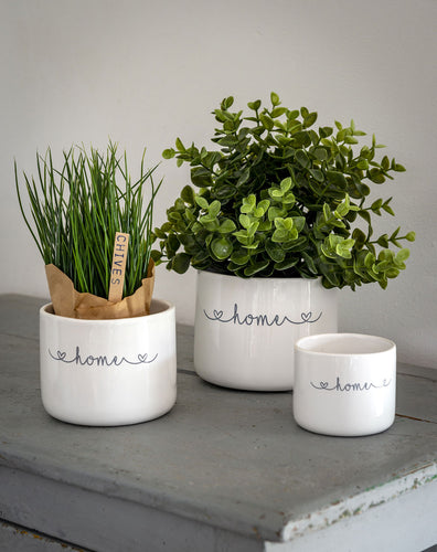 ‘Home’ Ceramic Glazed Pots - Set of 3