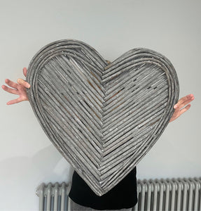 Large Grey Distressed Twig Heart 60cm - COLLECTION ONLY