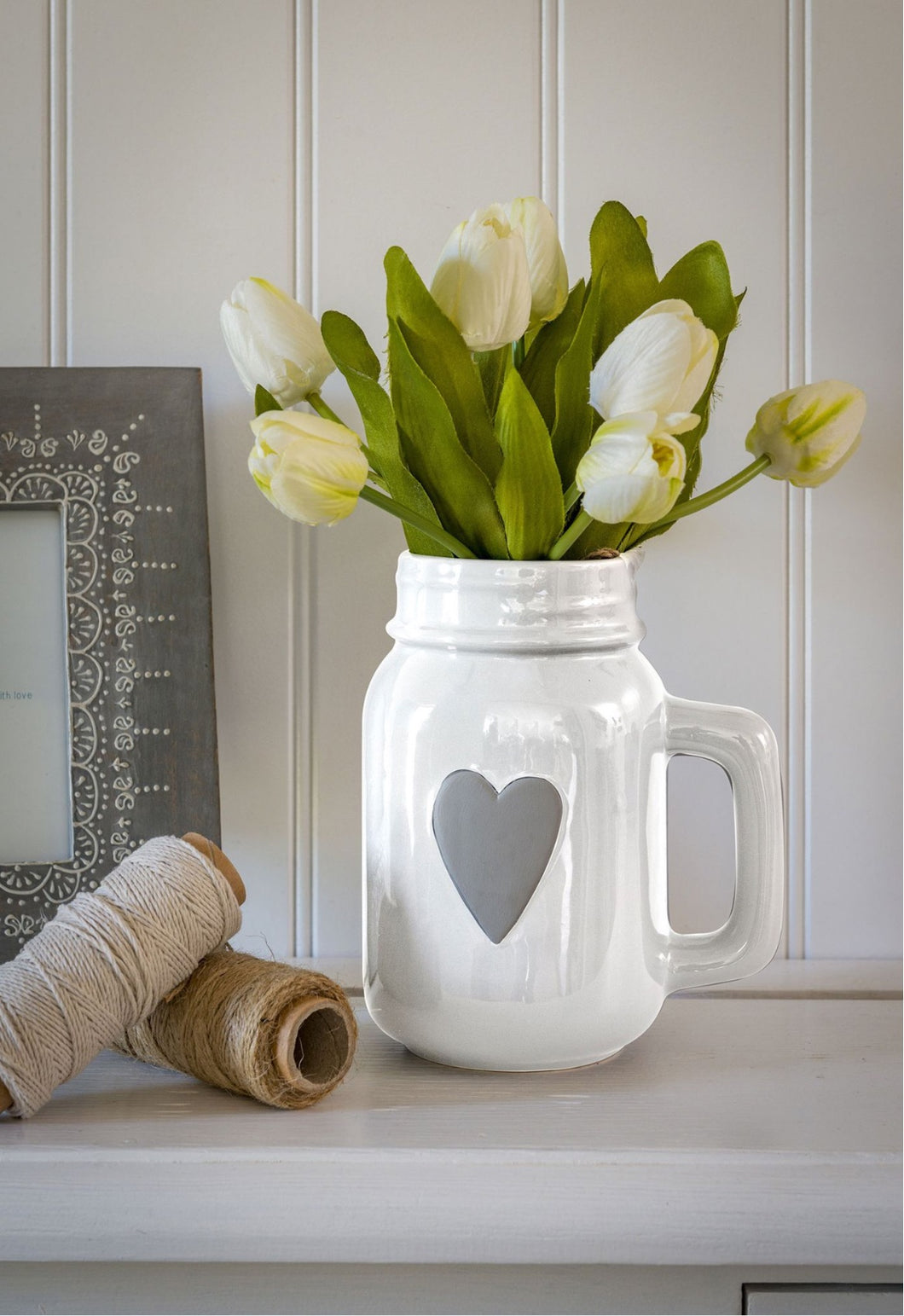 White Jug With Grey Heart