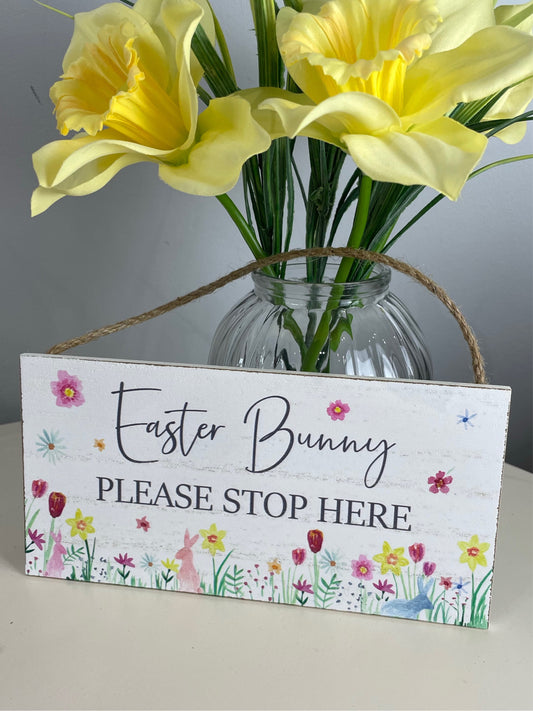 Easter Bunny Wooden Hanging Plaque